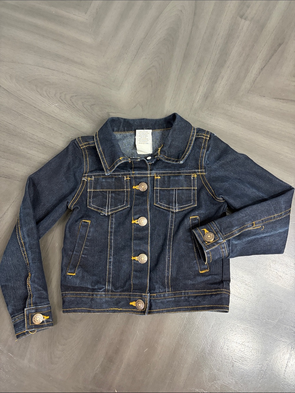 French Toast Navy Denim Jacket with Yellow Stitching